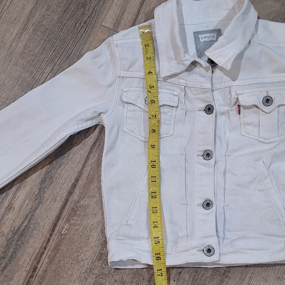Levi’s Girls White Denim Jacket Size 8–10 Snap Button Classic #2092 - Picture 7 of 7